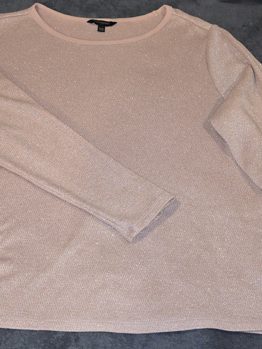 Banana Republic Metallic Knit Crew Neck Sweater XXL Pink